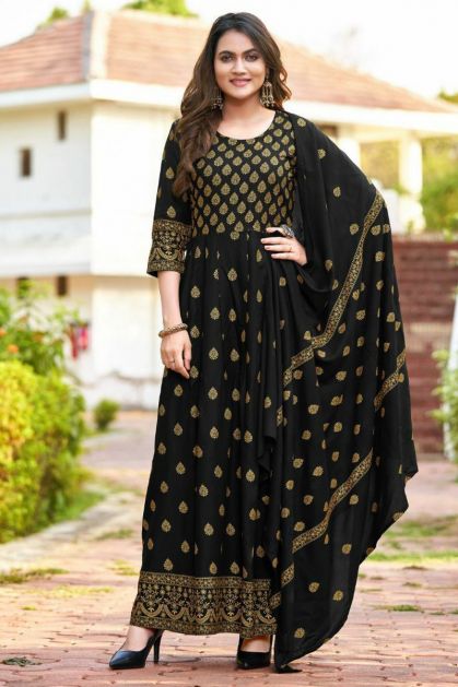 Buy Shubhisha Fashion Women's Black Anarkali Floral Embroidered Short Kurti  Online at Best Prices in India - JioMart.