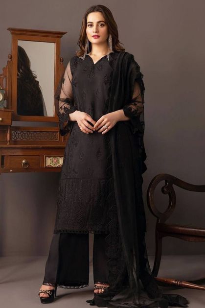 Womens latest embroidered black kurti