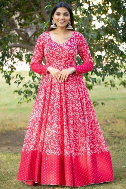 Powder Blue Anarkali Dress Kurta With Printed Designs at Soch