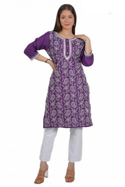 Party Wear Purple and Violet color Georgette fabric Kurti : 1887201
