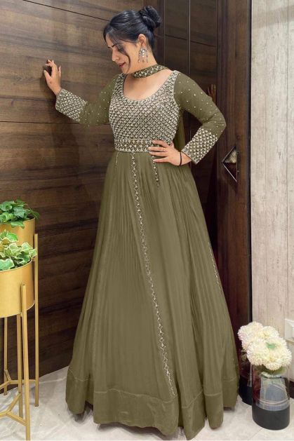 Buy Lime Green Vasansi Silk Printed Anarkali Gown Online – Vasansi Jaipur