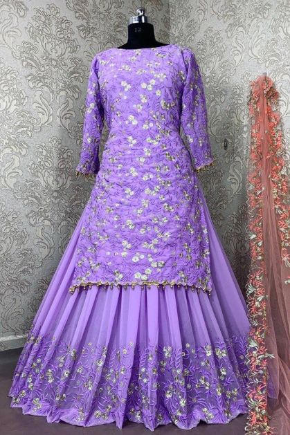 Buy Lavender Floral Flare Kurti Online in India -Beyoung