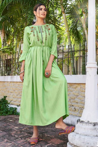 Green Summer Cotton Festive Designer Kurti Readymade SFSS17762 –  ShreeFashionWear