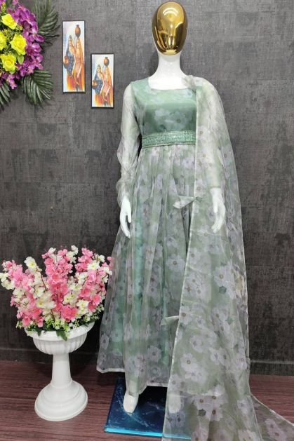 Pale Green Shibori Pleated Sleeveless flarefd gown – 101 Hues