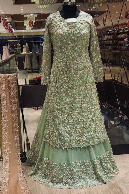 Green Golden Work Wedding Lehenga Kurti Suit  Indian Heavy Anarkali Lehenga  Gowns Sharara Sarees Pakistani Dresses in USAUKCanadaUAE  IndiaBoulevard