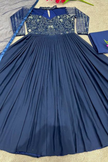 Off Shoulder Navy Blue Prom Dress With Slit, Navy Blue Formal Dress, N –  Shiny Party