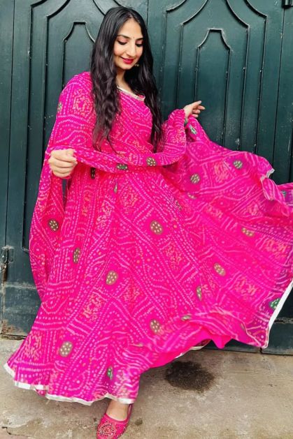 Shae by SASSAFRAS Bandhani Printed Fit & Flare Midi Ethnic Dress -  Absolutely Desi