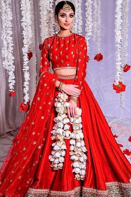 Semi-Stitched Bridal Wear Designer Red Lehenga Choli