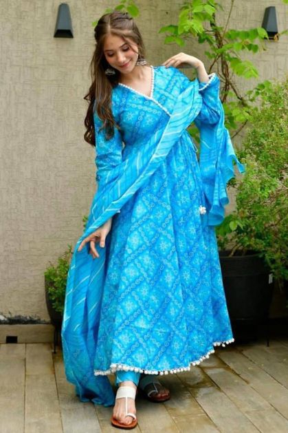 Satin Silk Gown In Blue