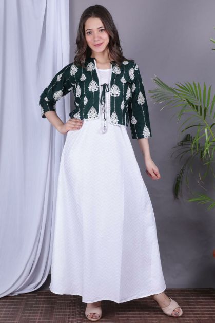 White Plain Kurti With Short Jacket | BSPKART Online Shopping